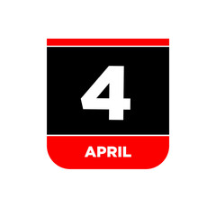 4th April vector icon. 4 April calendar.