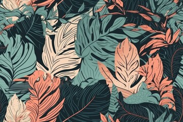 leaves on a wooden table in a rustic setting. Generative AI