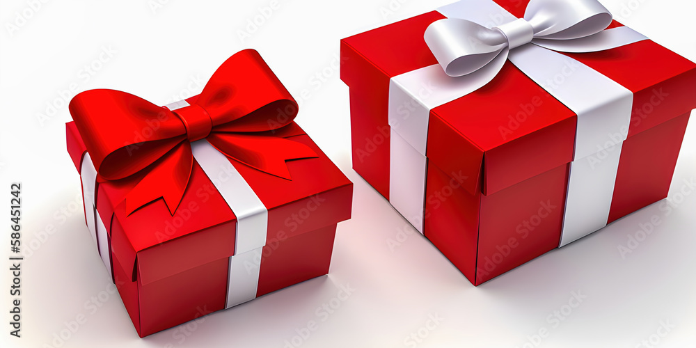 Poster holiday ad boxes with a ribbon created with the help of artificial intelligence