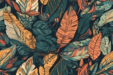 various autumn leaves on a dark background. Generative AI