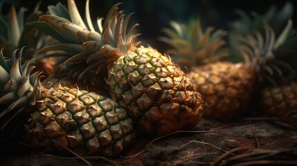 Beautiful organic background made of freshly picked Pineapple. Generative AI.