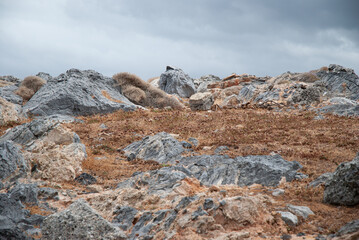 Walking through the ruins in Greece. Mountains, sea and nature.