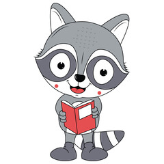 cute racoon animal cartoon illustration graphic