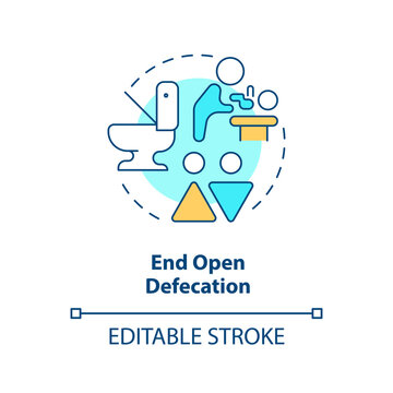 End open defecation concept icon. Access to hygiene. Clean water and sanitation abstract idea thin line illustration. Isolated outline drawing. Editable stroke. Arial, Myriad Pro-Bold fonts used
