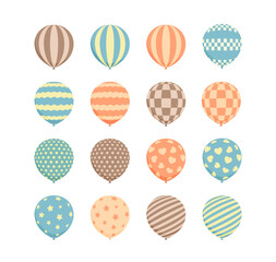 Rubber balloon illustration set of various patterns (flat design)