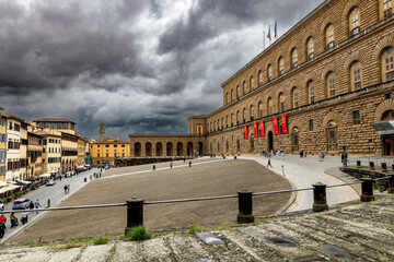 Fototapeta premium Palazzo Pitti in Florence, Tuscany, Italy, on cloudy day in spring.
