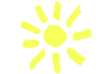 Vector watercolor illustration, sun and yellow light on white background.