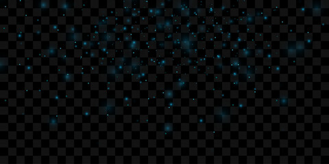 Glowing light effect with many glitter particles isolated on transparent background. Vector star cloud with dust.