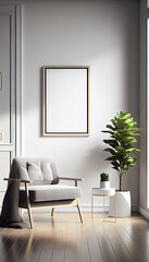 Mockup of a frame in a contemporary simple minimal with Generative AI Technology