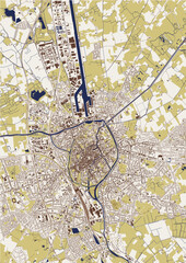 map of the city of Bruges, Belgium