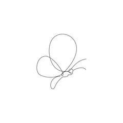 Butterfly Continuous Line Drawing. Cute Butterfly One Line Abstract Illustration. Minimalist Contour Drawing. Vector