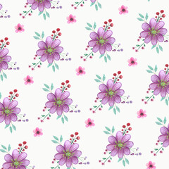 seamless pattern with pink flowers