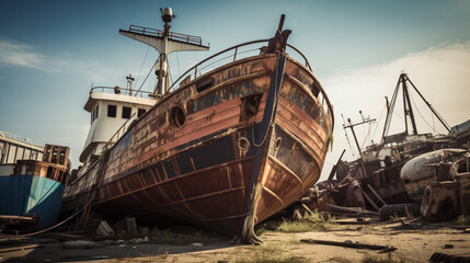 Fototapeta na wymiar old rusty ship