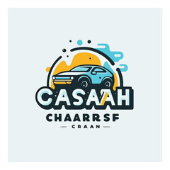 logo for car wash company, flat color, vector