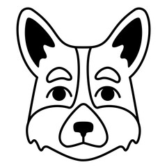 Head of Corgi dog. Purebred pet in outline style.