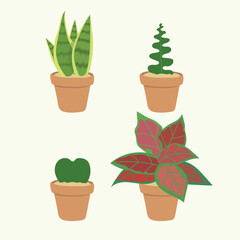 식물이 담긴 화분 일러스트