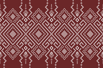 Red traditional ethnic pattern paisley flower Ikat background abstract Aztec African Indonesian Indian seamless pattern for fabric print cloth dress carpet curtains and sarong