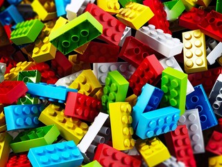 Multi colored building blocks background. 3D illustration