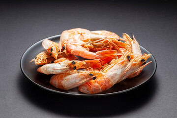 Dried shrimps in a black plate