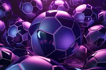 heap of metallic purple balls shining brightly. Generative AI