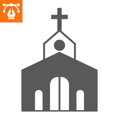 Church solid icon, glyph style icon for web site or mobile app, building and easter, chapel vector icon, simple vector illustration, vector graphics with editable strokes.