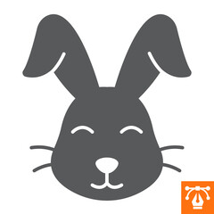 Easter rabbit solid icon , glyph style icon for web site or mobile app, holiday and easter, cute bunny vector icon, simple vector illustration, vector graphics with editable strokes.