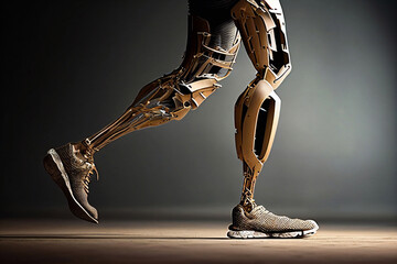 illustration of leg and prosthesis symbol. Graphic of leg and amputation Generative AI