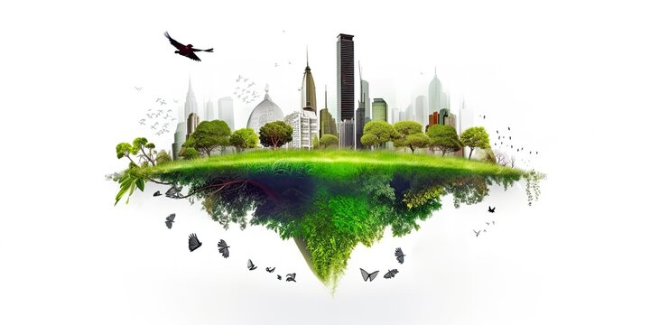 ESG. Green energy, Sustainable industry. Ecological sustainability. Environmental, Social, and Corporate Governance concept. Generative AI.
