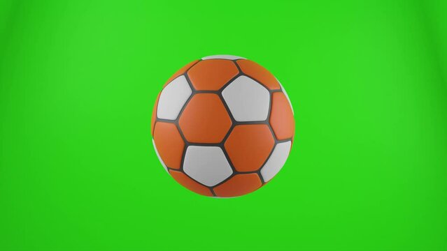3D animation of soccer ball rotating 360 degree on green screen chroma key. Seamless loop animation for social media and advertising