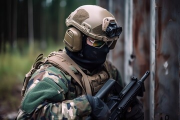 Special Forces Soldier in Combat Gear. Photo generative AI