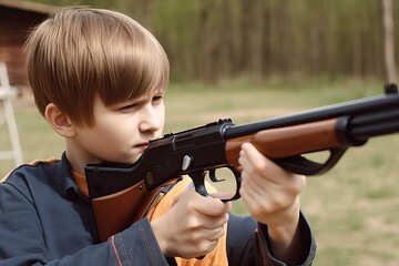 Youth studying safety and shooting. Photo generative AI
