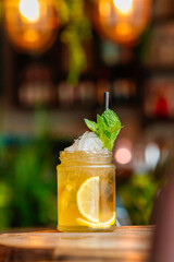 cocktail with lime and mint