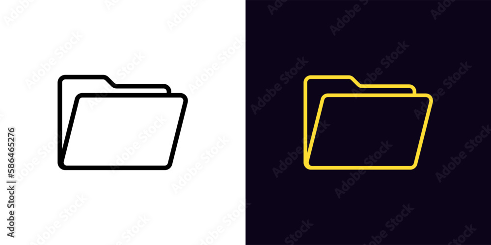 Poster outline folder icon, with editable stroke. file folder sign, open data directory pictogram. computer