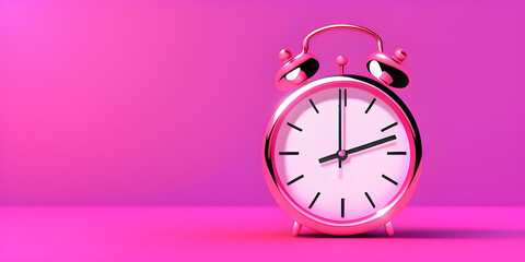 The clock icon on a pink background. A simple illustration made by artificial intelligence