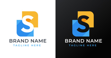 Letter initial S logo design template with abstract square shape design vector illustration