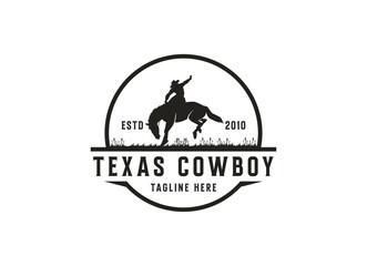Vintage Cowboy texas rodeo style logo design - obrazy, fototapety, plakaty