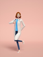 3D rendering of young women doctors