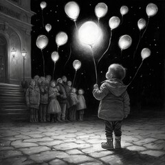 One_dark_night_in_a_square generated ai