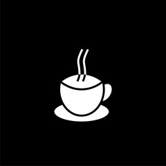 Cup of coffee line icon  isolated on black .Hot drink.