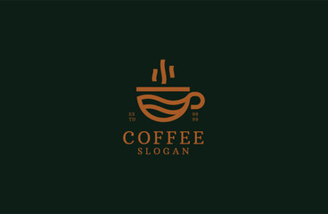 Minimal line logo coffee shop vector