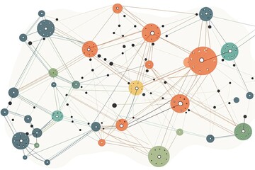 A vector graphic of a network graph displaying the relationships between different nodes or entities. Generative AI