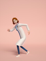 3D rendering of young women doctors