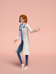 3D rendering of young women doctors