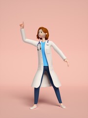 3D rendering of young women doctors