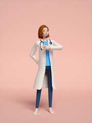 3D rendering of young women doctors