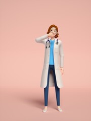 3D rendering of young women doctors
