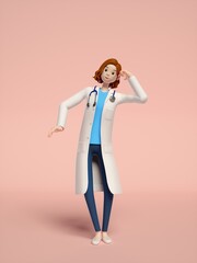 3D rendering of young women doctors