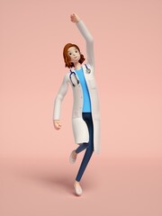 3D rendering of young women doctors