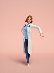 3D rendering of young women doctors