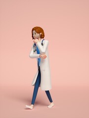 3D rendering of young women doctors